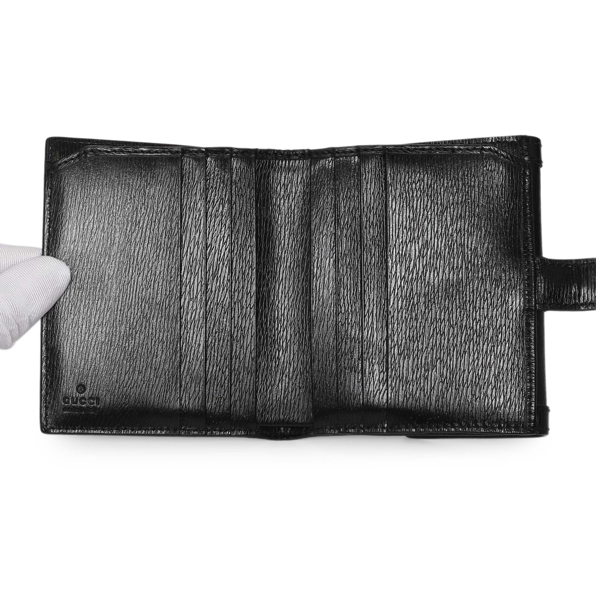 Exclusive Gucci Black Calfskin Vintage Compact Wallet — Top View