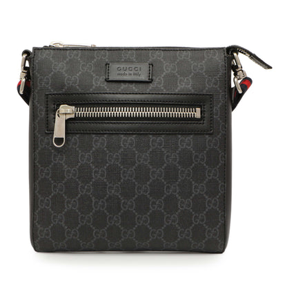 Exclusive Gucci GG Supreme Monogram Web Small Flat Messenger Bag — Side View