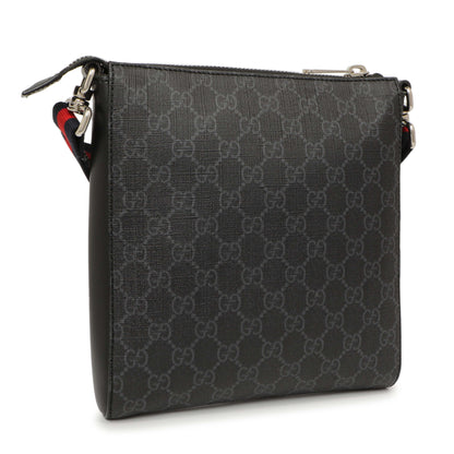 Exclusive Gucci GG Supreme Monogram Web Small Flat Messenger Bag — Back View