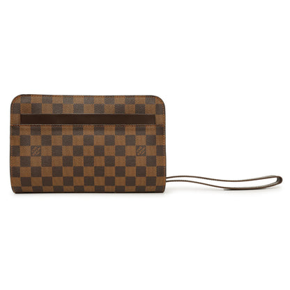 Exclusive Louis Vuitton Damier Ebene Pochette Saint Louis Clutch — Front View