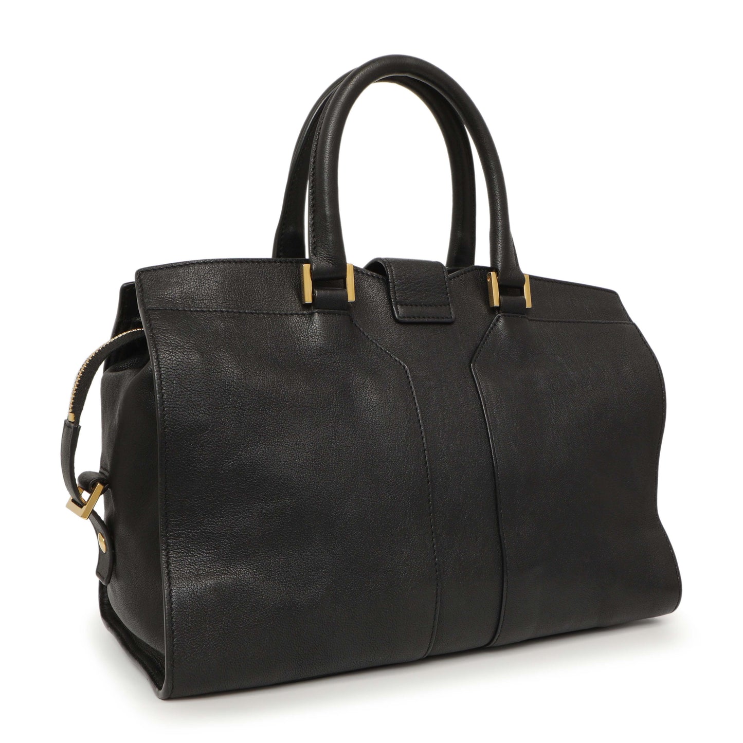 Exclusive Saint Laurent Black Sheepskin Small Cabas Chyc — Side View