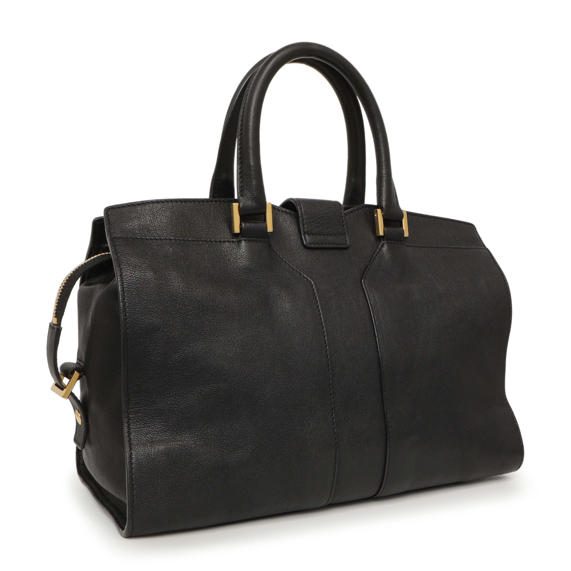 Exclusive Saint Laurent Black Sheepskin Small Cabas Chyc — Side View