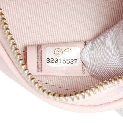 Exclusive Chanel Pink Quilted Caviar Round Clutch with Chain — Lifestyle View
