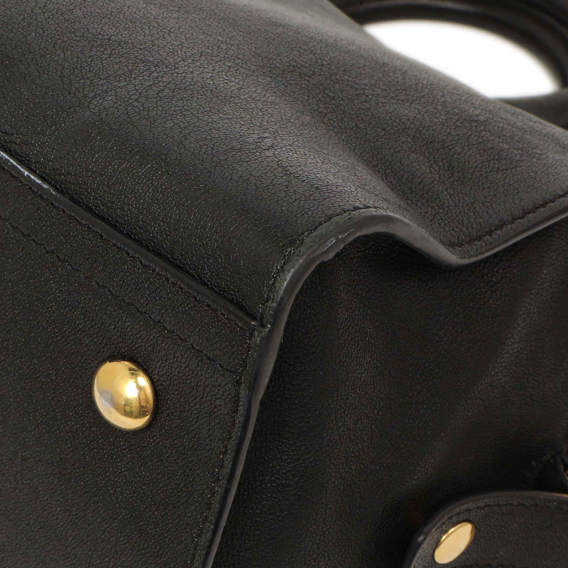 Exclusive Saint Laurent Black Sheepskin Small Cabas Chyc — Detail View