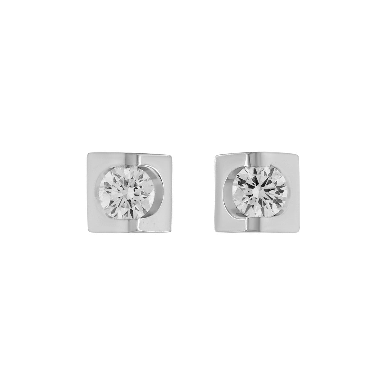 Exclusive 18K White Gold 0.53 Carat Diamond Stud Earrings — Front View
