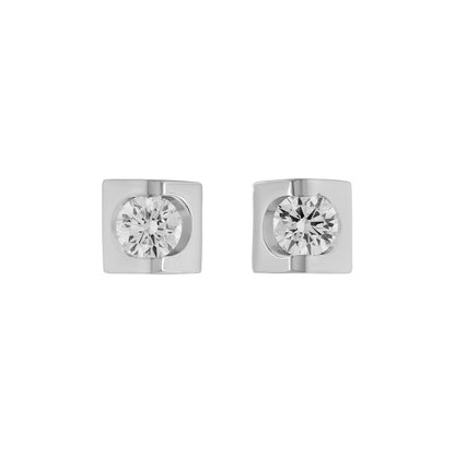Exclusive 18K White Gold 0.53 Carat Diamond Stud Earrings — Front View