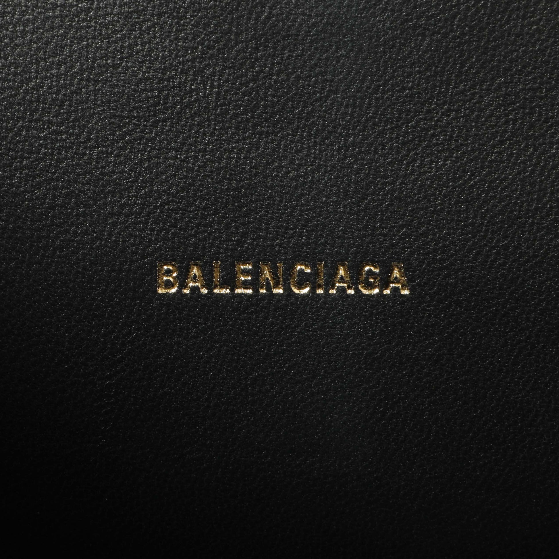 Exclusive Balenciaga Black Calfskin Mini Hourglass Top Handle Bag — Detail View