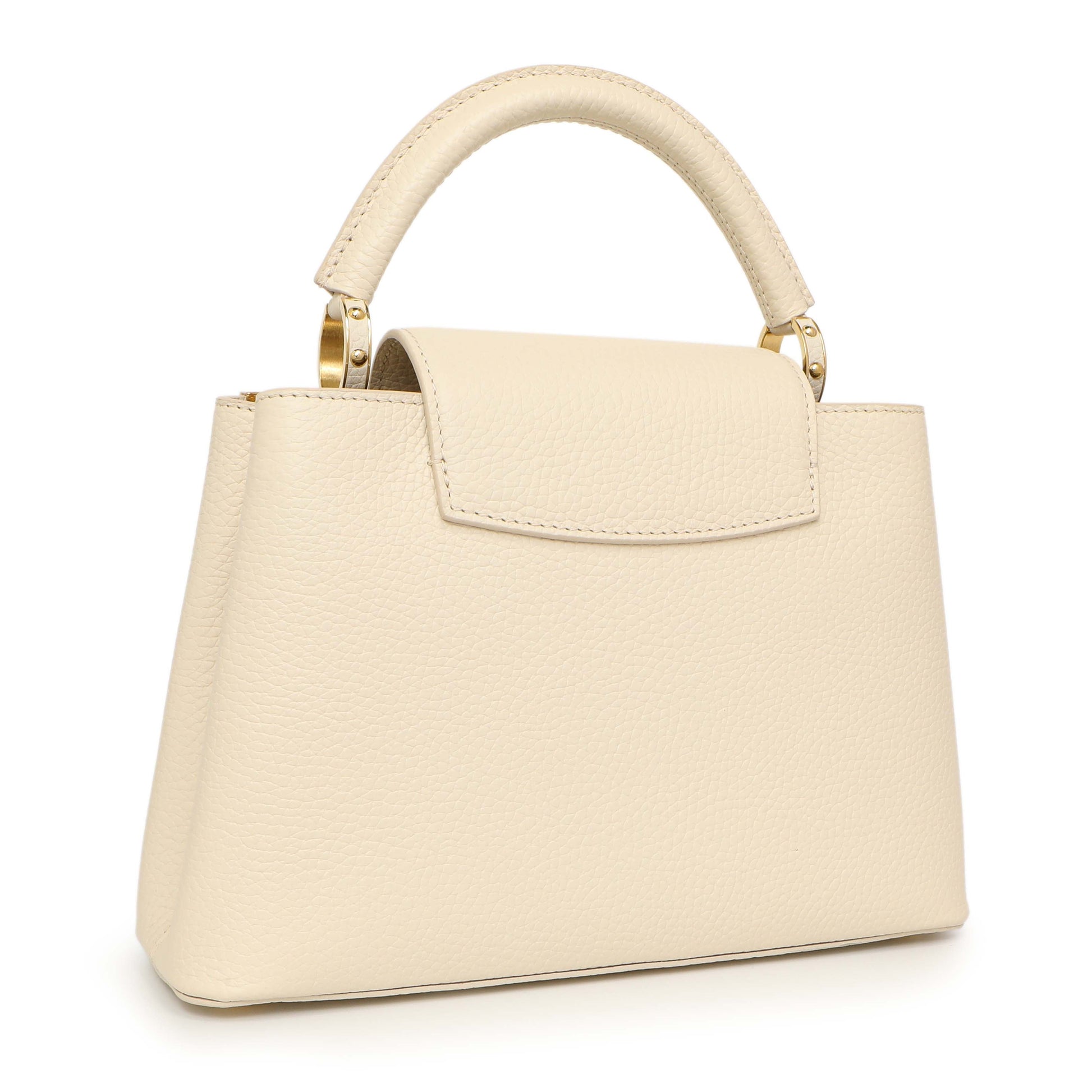 Exclusive Louis Vuitton Creme Nacre Taurillon Flower Crown Capucines BB — Side View
