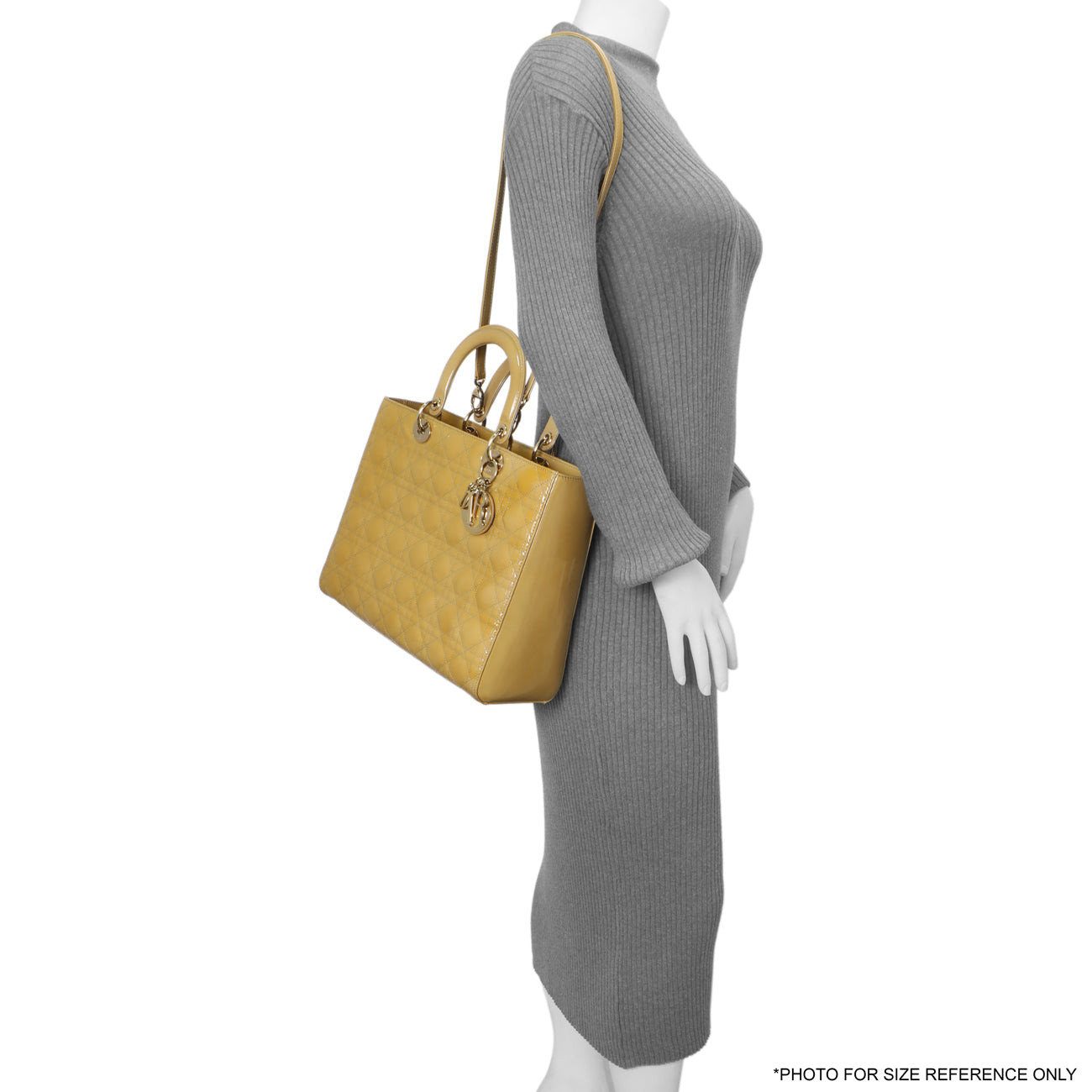 Exclusive Christian Dior Beige Patent Cannage Large Lady Dior — Alternate View 13