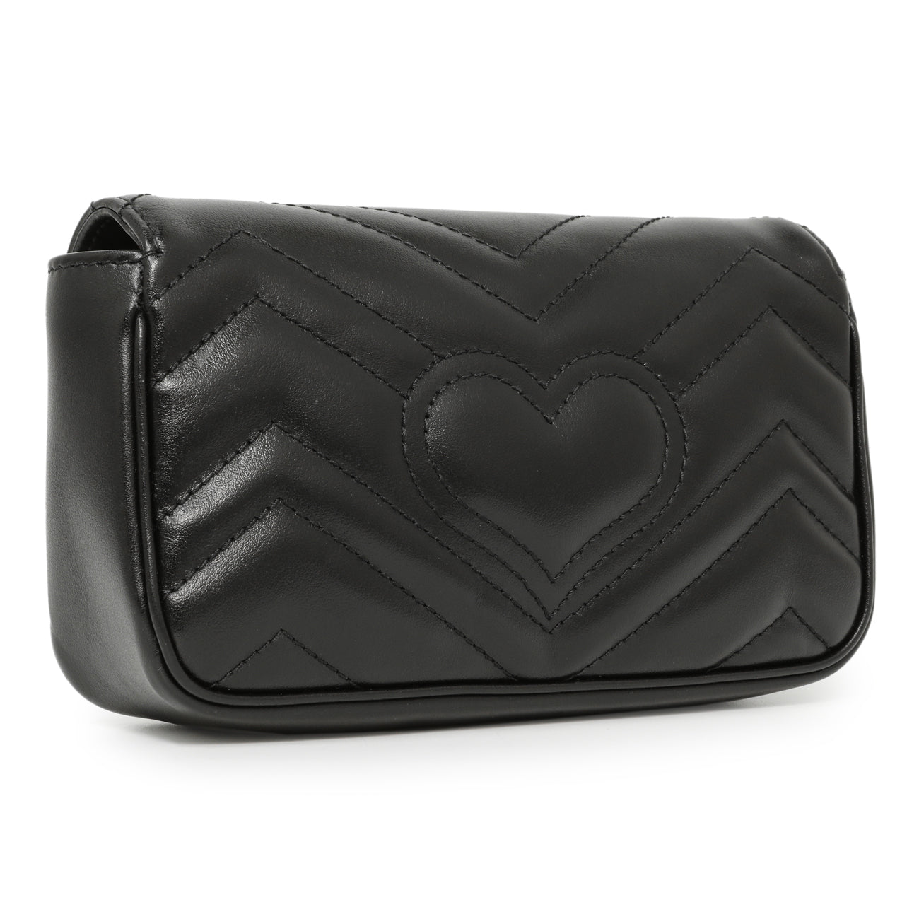 Exclusive Gucci Black Calfskin Matelasse Super Mini GG Marmont — Side View