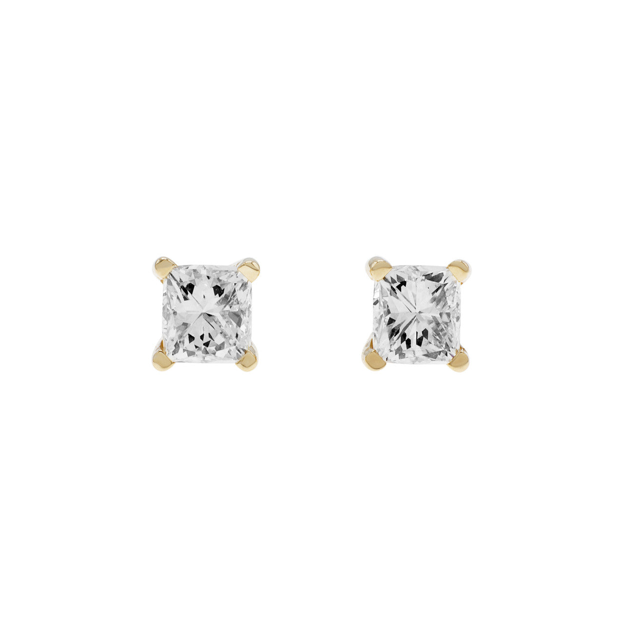 Exclusive 14K Yellow Gold 0.96 Carat Diamond Stud Earrings — Front View