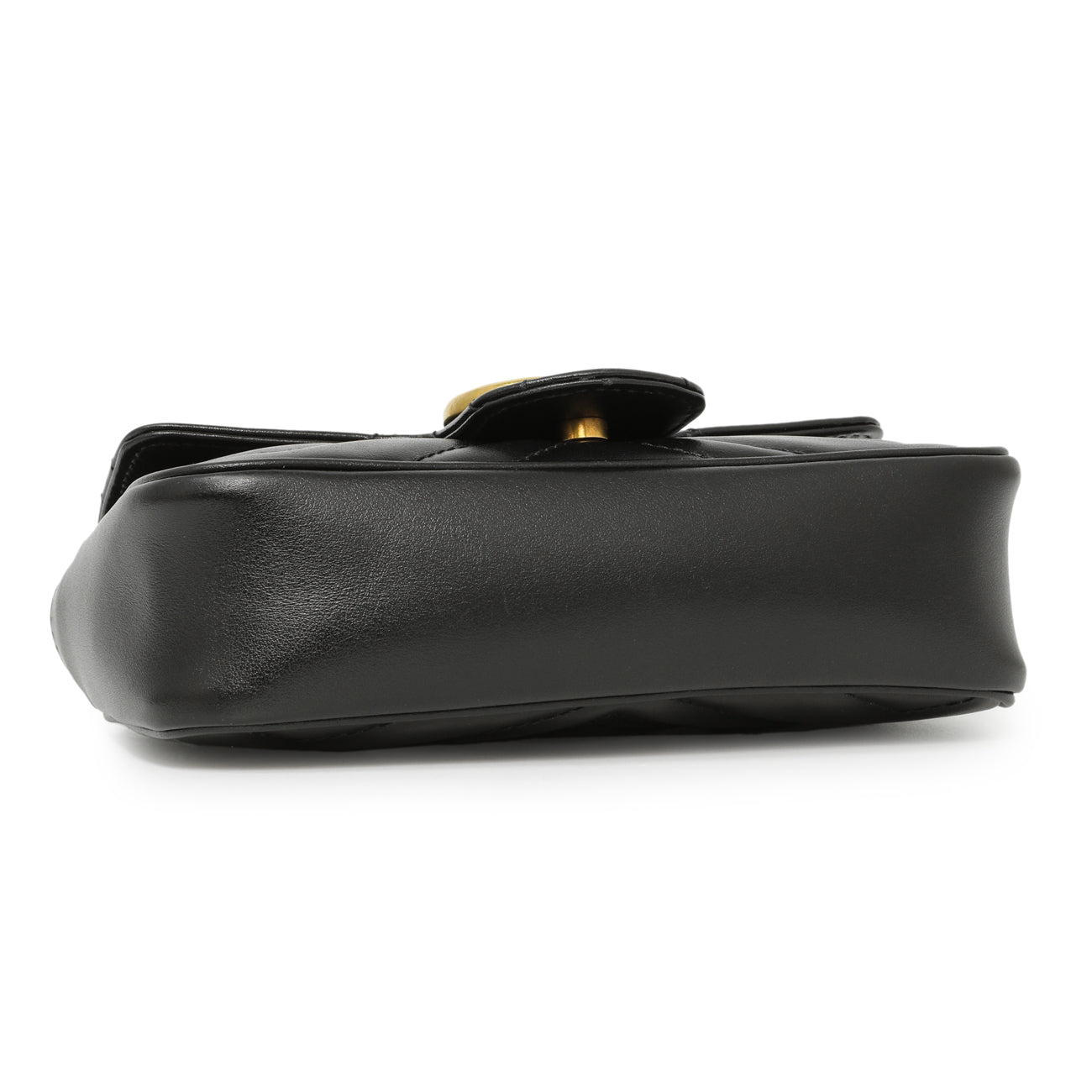 Exclusive Gucci Black Calfskin Matelasse Super Mini GG Marmont — Back View