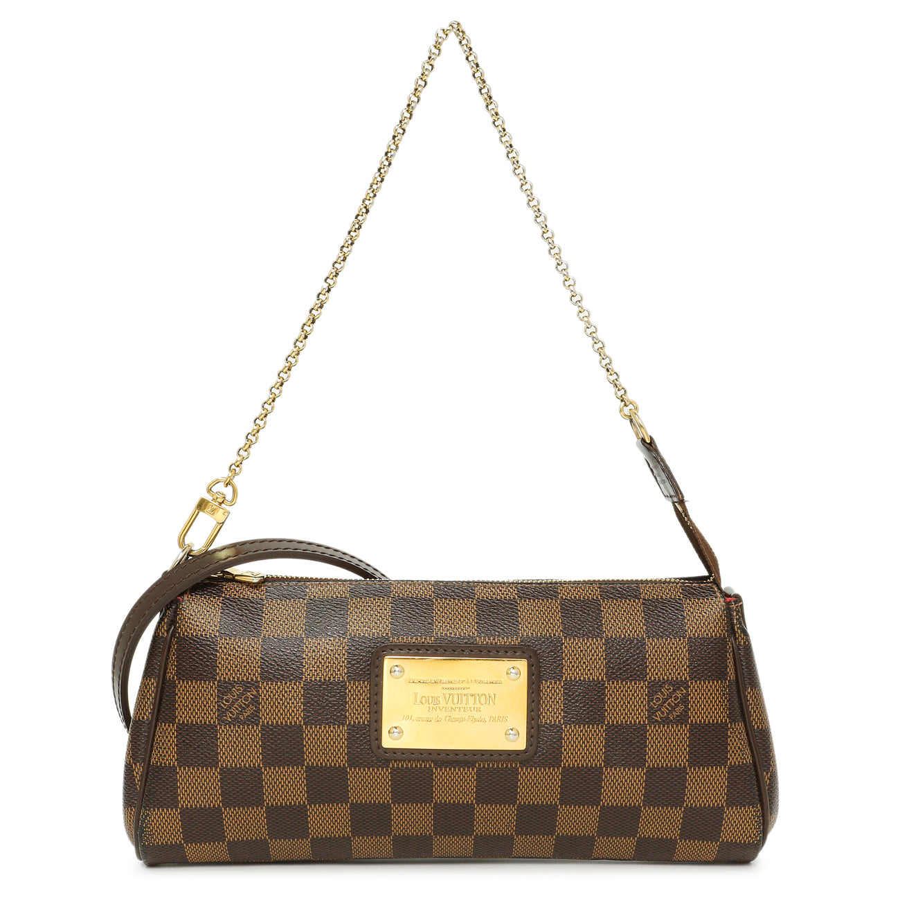 Exclusive Louis Vuitton Damier Ebene Eva Clutch — Front View