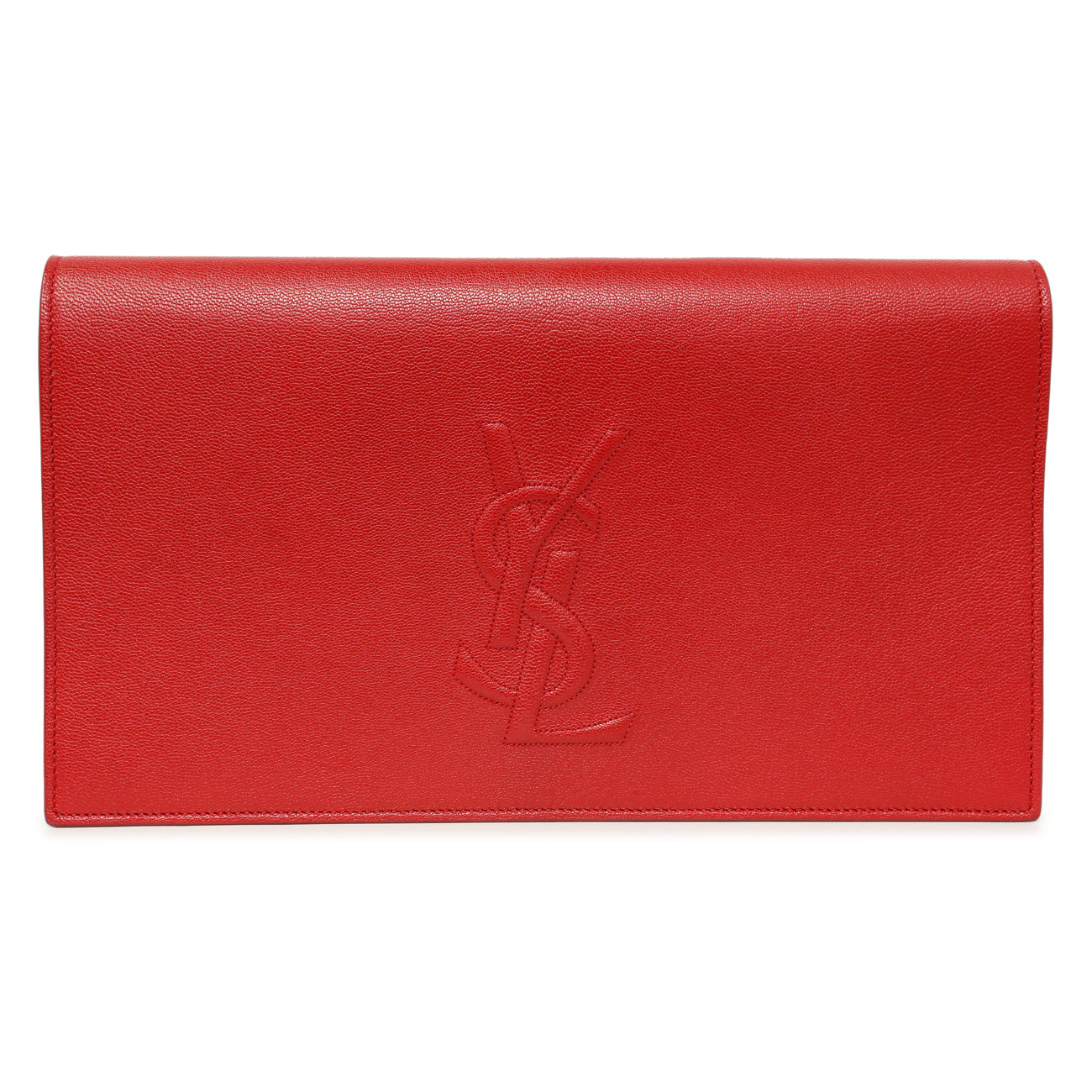 Exclusive Saint Laurent Red Calfskin Monogram Belle de Jour Clutch — Front View
