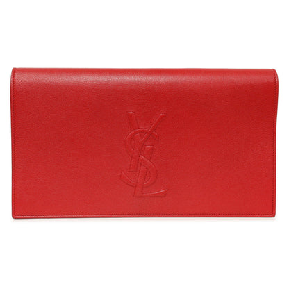 Exclusive Saint Laurent Red Calfskin Monogram Belle de Jour Clutch — Front View
