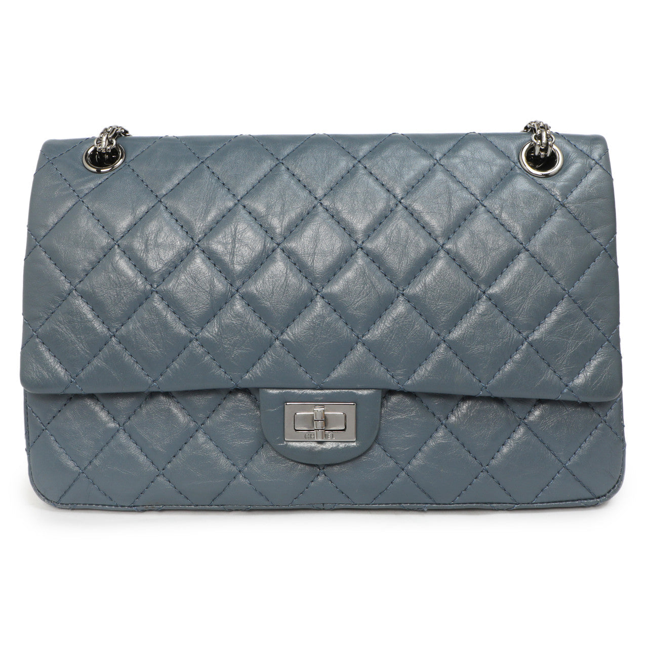 Exclusive Chanel Blue Quilted Aged Calfskin 2.55 Reissue Double Flap 226 — Side View