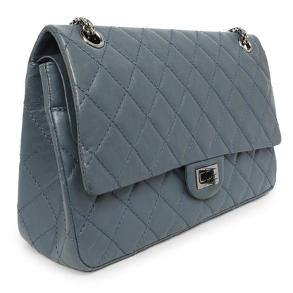 Exclusive Chanel Blue Quilted Aged Calfskin 2.55 Reissue Double Flap 226 — Back View