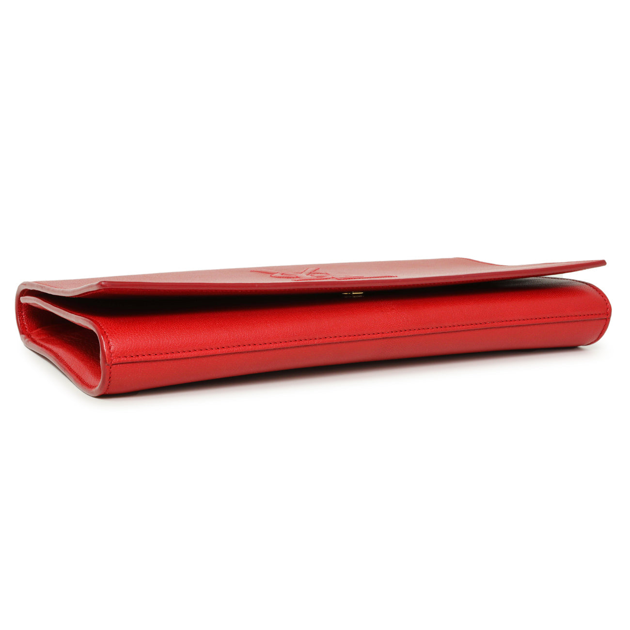 Exclusive Saint Laurent Red Calfskin Monogram Belle de Jour Clutch — Back View