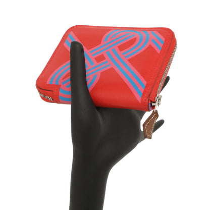 Exclusive Hermes Rouge De Coeur Swift Noeuds Marins Silk'in Compact Zip  Wallet — Alternate View 11