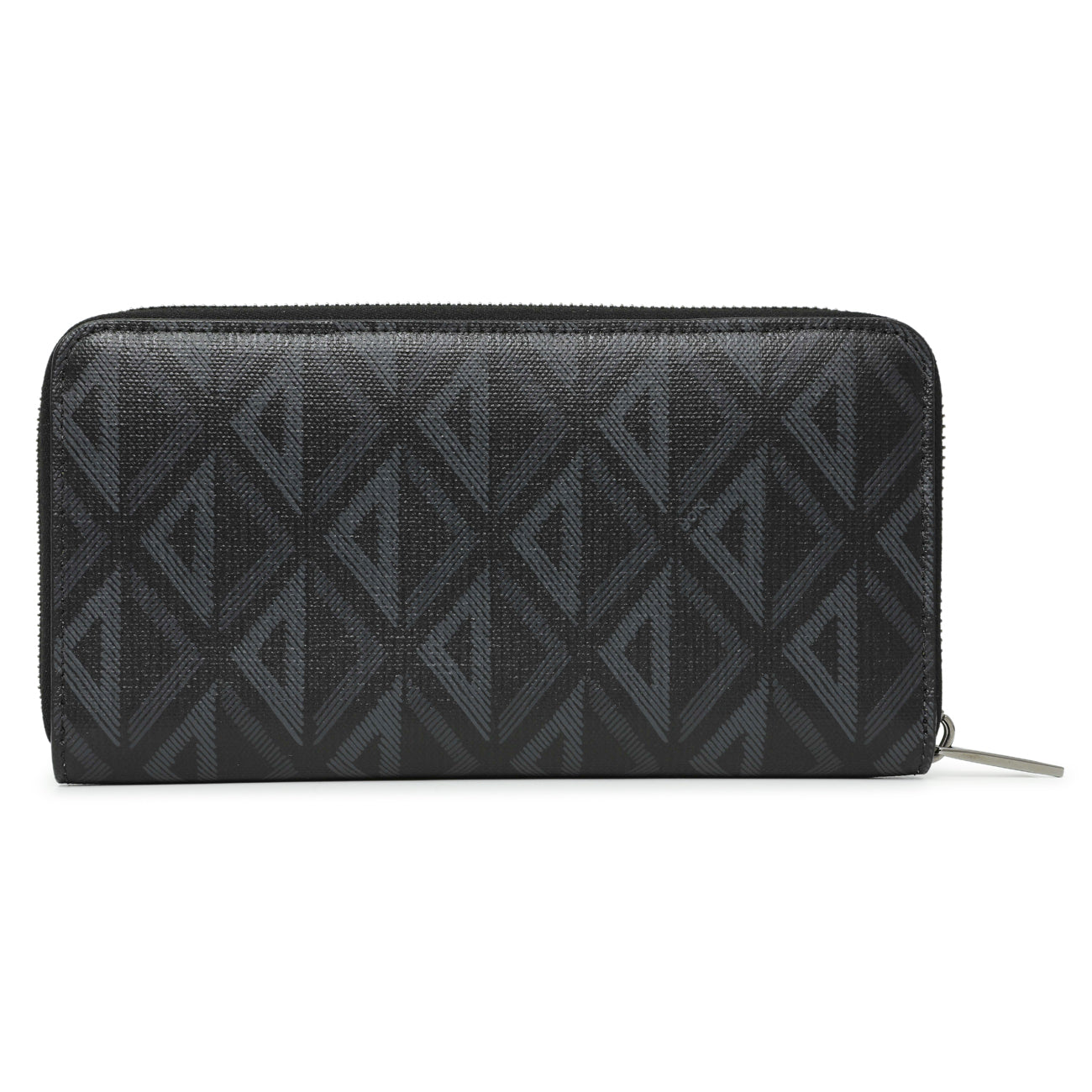 Exclusive Christian Dior Black CD Diamond Canvas Zipped Long Wallet — Side View