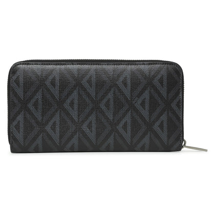 Exclusive Christian Dior Black CD Diamond Canvas Zipped Long Wallet — Side View