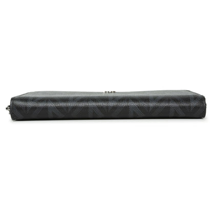 Exclusive Christian Dior Black CD Diamond Canvas Zipped Long Wallet — Back View