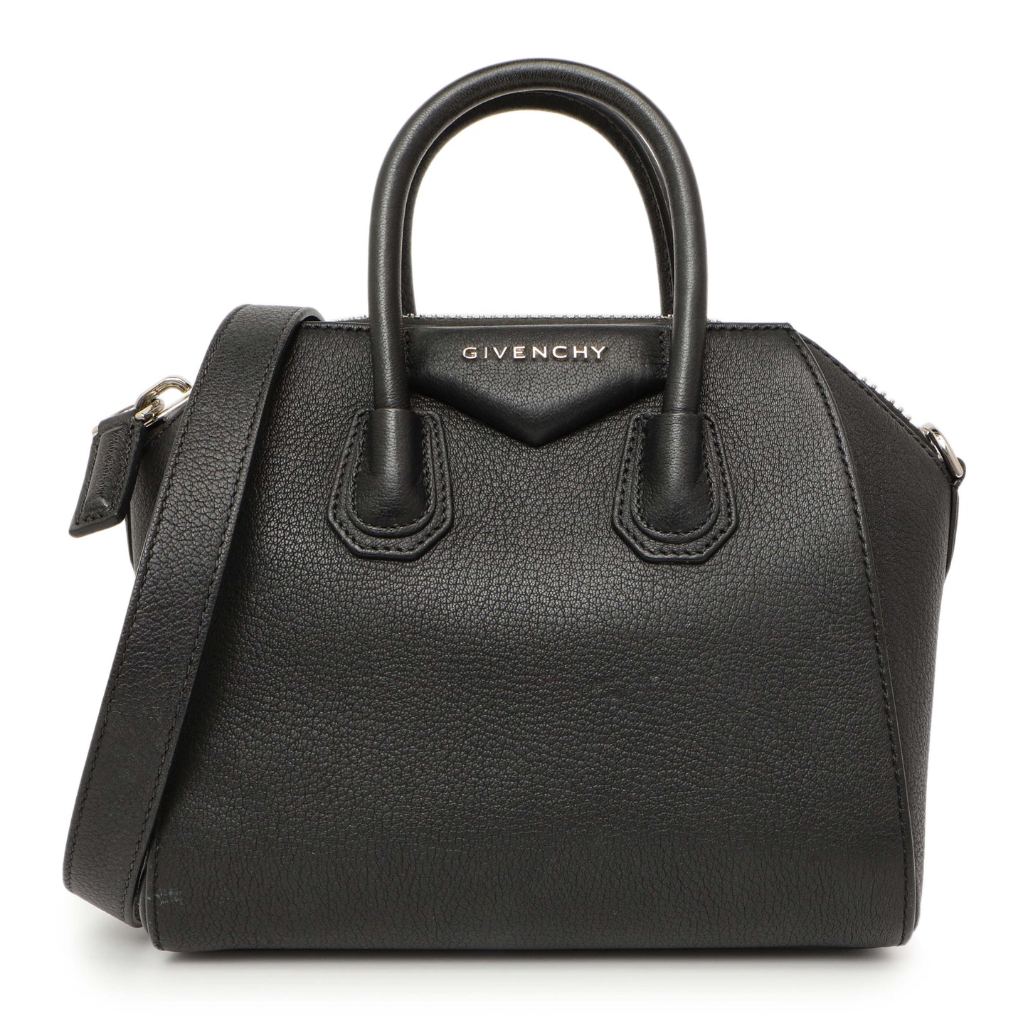Exclusive Givenchy Black Sugar Goatskin Mini Antigona — Front View