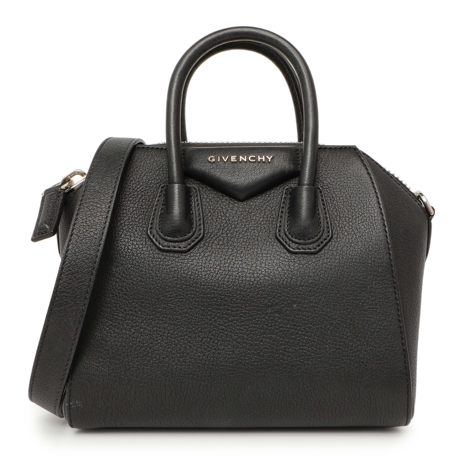 Exclusive Givenchy Black Sugar Goatskin Mini Antigona — Front View
