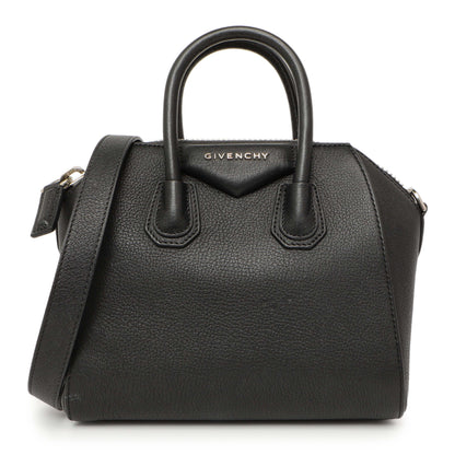 Exclusive Givenchy Black Sugar Goatskin Mini Antigona — Front View