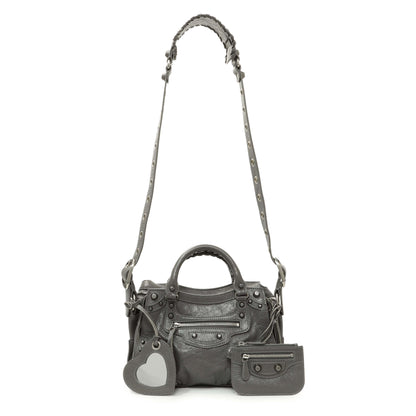 Exclusive Balenciaga Dark Grey Agneau Arena Neo Cagole Handbag XS — Front View