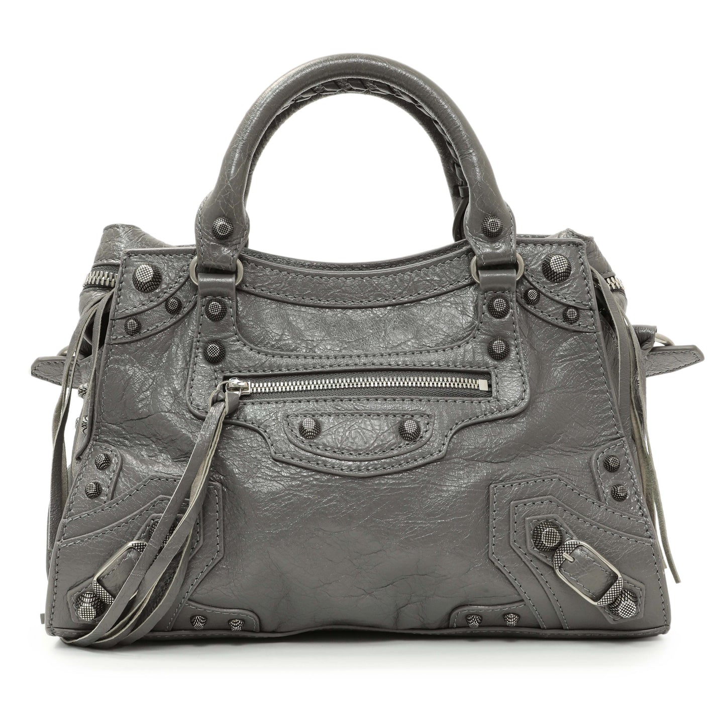 Exclusive Balenciaga Dark Grey Agneau Arena Neo Cagole Handbag XS — Side View