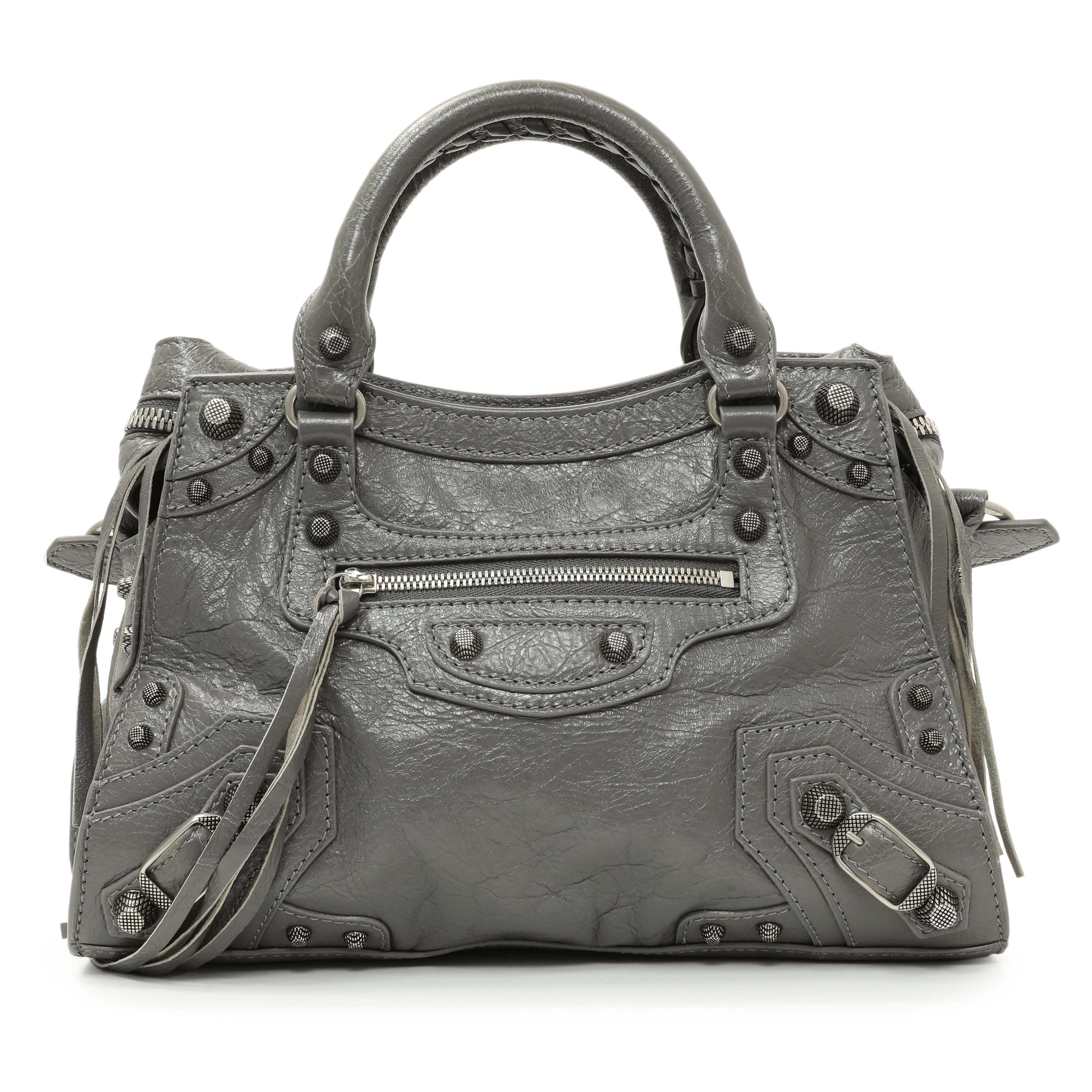 Exclusive Balenciaga Dark Grey Agneau Arena Neo Cagole Handbag XS — Side View