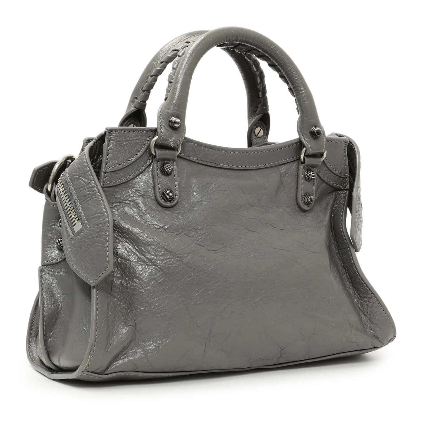 Exclusive Balenciaga Dark Grey Agneau Arena Neo Cagole Handbag XS — Back View