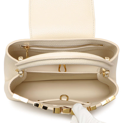 Exclusive Louis Vuitton Creme Nacre Taurillon Flower Crown Capucines BB — Top View