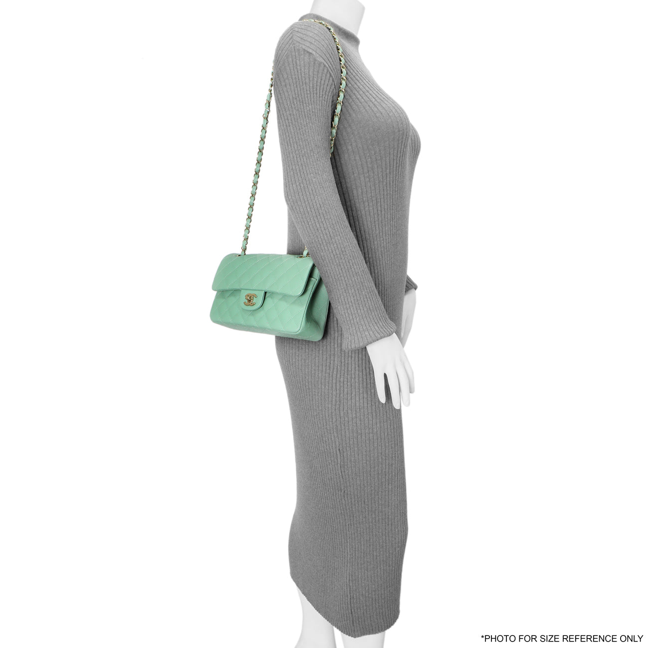 Exclusive Chanel Green Quilted Caviar Small Classic Double Flap — Alternate View 8