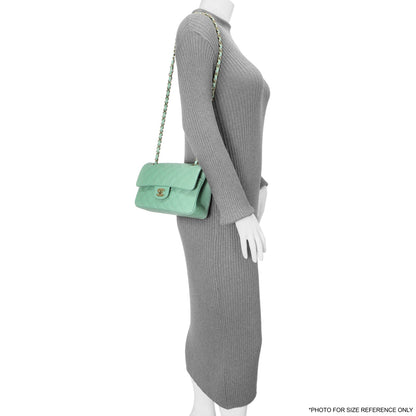 Exclusive Chanel Green Quilted Caviar Small Classic Double Flap — Alternate View 8