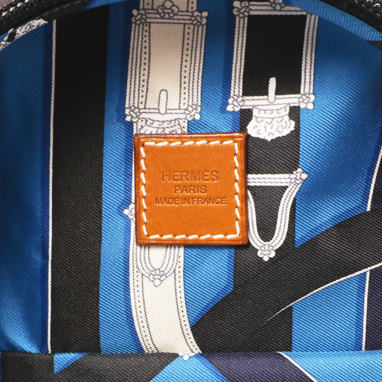 Exclusive Hermes Bleu Zanzibar Cavalcadour Airsilk Backpack — Detail View