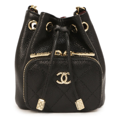 Exclusive Chanel Black Caviar Mini CC Pocket Bucket Bag — Side View
