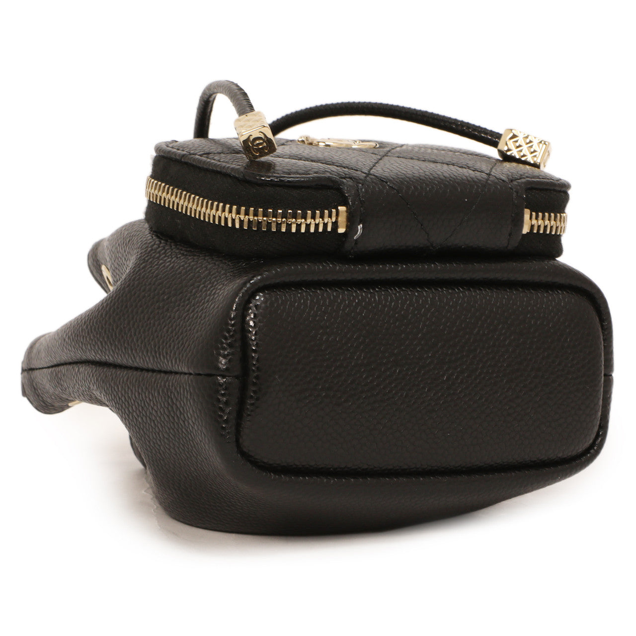 Exclusive Chanel Black Caviar Mini CC Pocket Bucket Bag — Top View