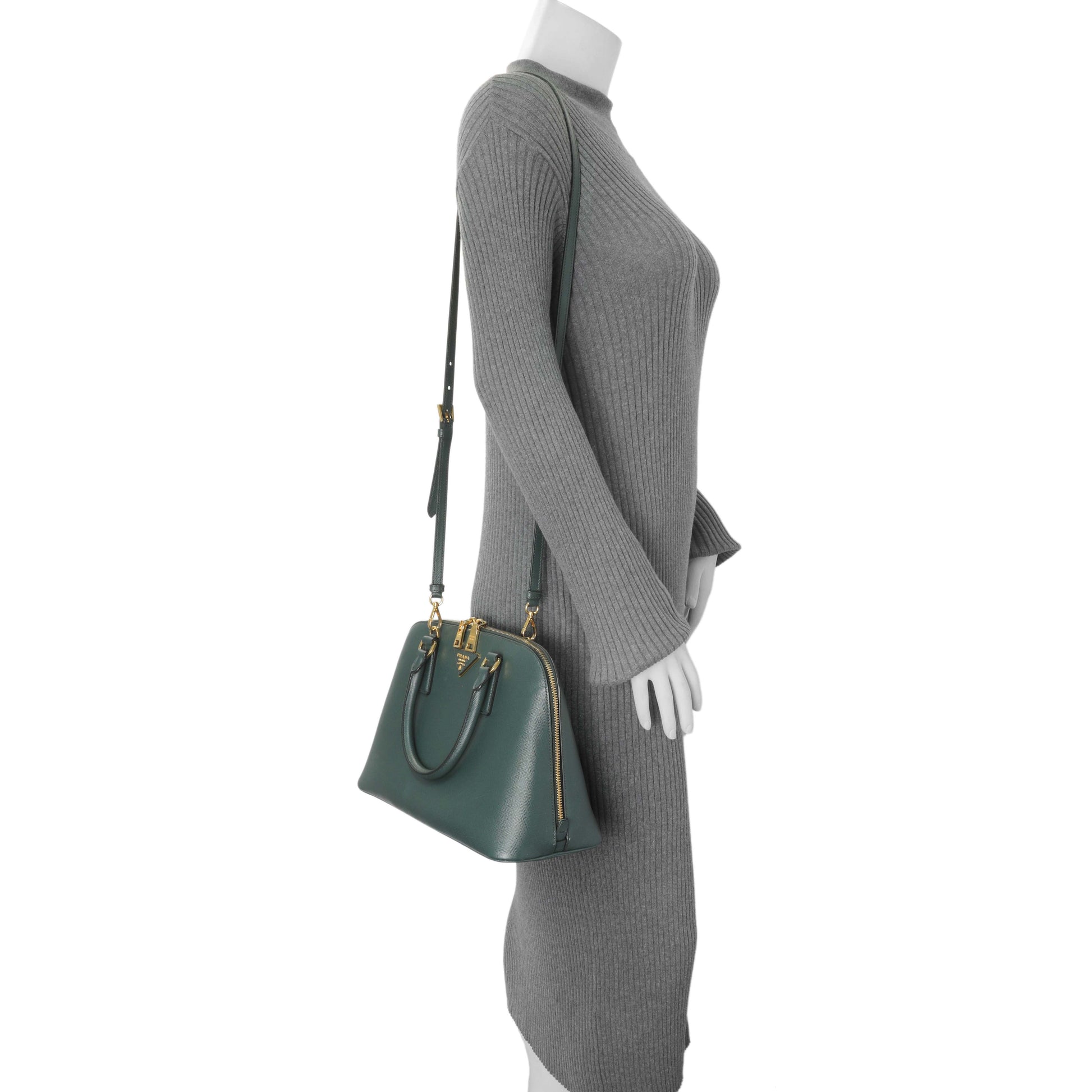 Exclusive Prada Green Saffiano Medium Promenade Tote — Alternate View 12