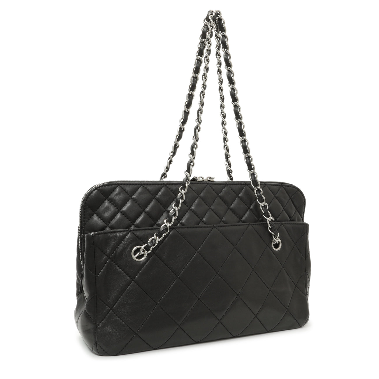 Exclusive Chanel Black Quilted Calfskin In The Business Camera Bag — Side View