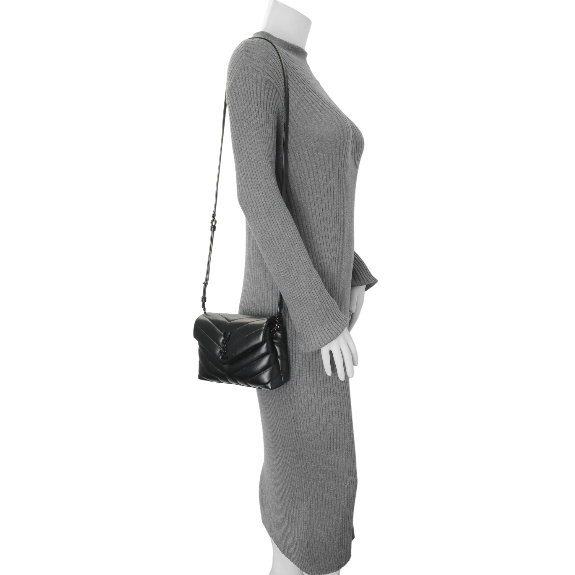 Exclusive Saint Laurent Black Calfskin Monogram Toy Loulou Crossbody — Alternate View 7