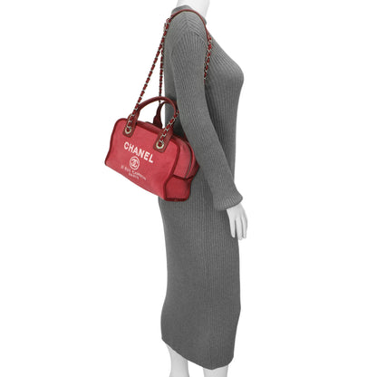 Exclusive Chanel Red Canvas Deauville Bowling Bag — Alternate View 12