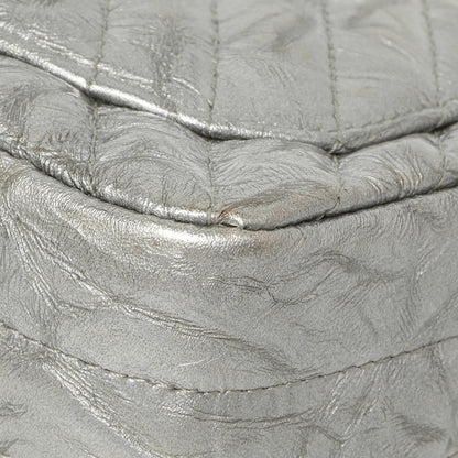 Exclusive Chanel Silver Metallic Patent Crumpled Calfskin Chevron Quilted Mini Square Flap — Alternate View 11
