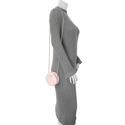 Exclusive Chanel Pink Quilted Caviar Round Clutch with Chain — Alternate View 9