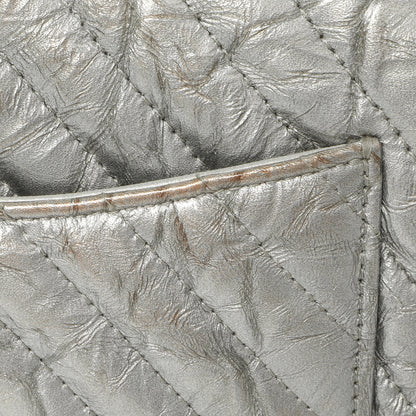 Exclusive Chanel Silver Metallic Patent Crumpled Calfskin Chevron Quilted Mini Square Flap — Alternate View 12