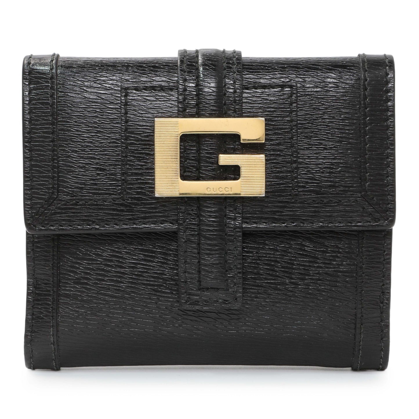 Exclusive Gucci Black Calfskin Vintage Compact Wallet — Front View