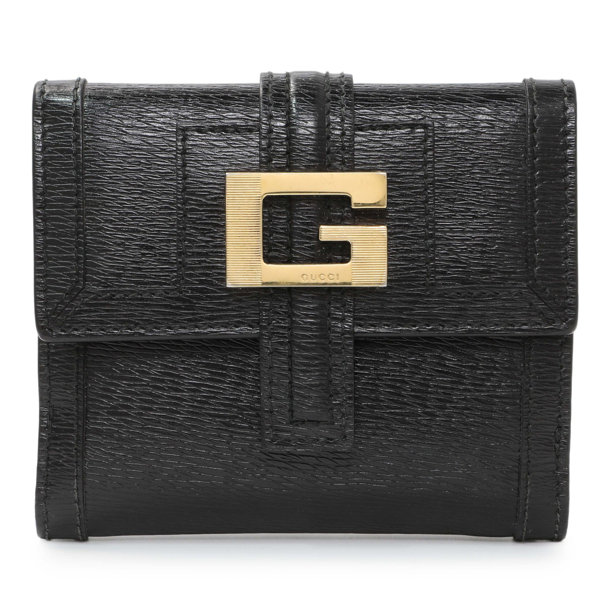 Exclusive Gucci Black Calfskin Vintage Compact Wallet — Front View