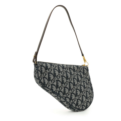 Exclusive Christian Dior Navy Monogram Mini Saddle Pochette — Side View