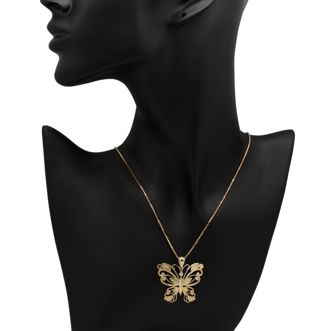 Exclusive 14K Yellow Gold Gold Butterfly Pendant Necklace — Back View